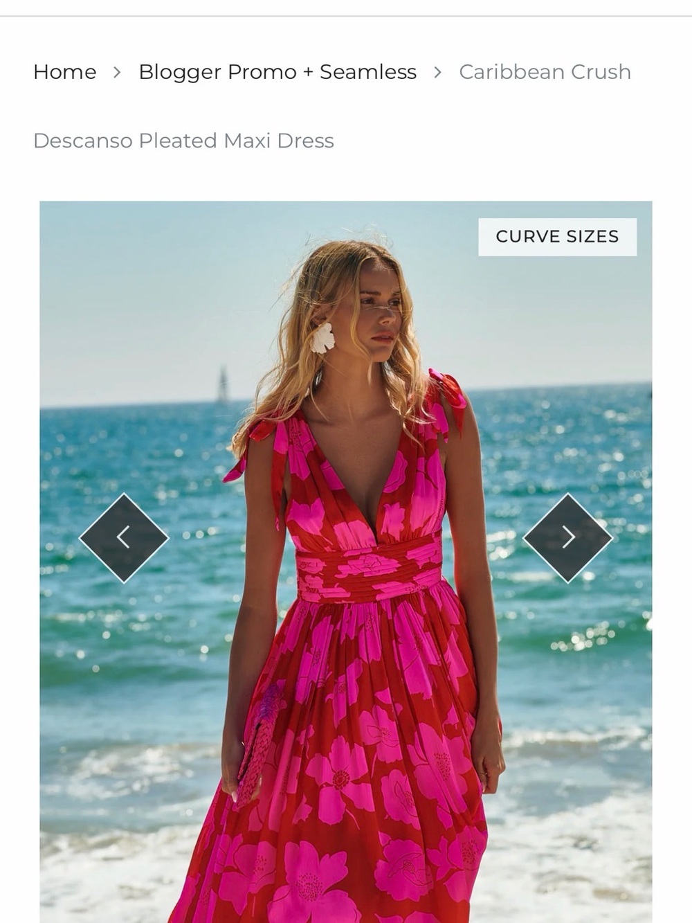 Sugarlips V-Neck Maxi Dress in Hot Pink and Red Floral size med 6 NWOT